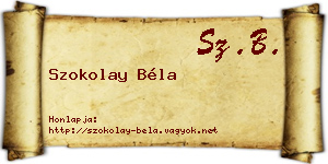 Szokolay Béla névjegykártya